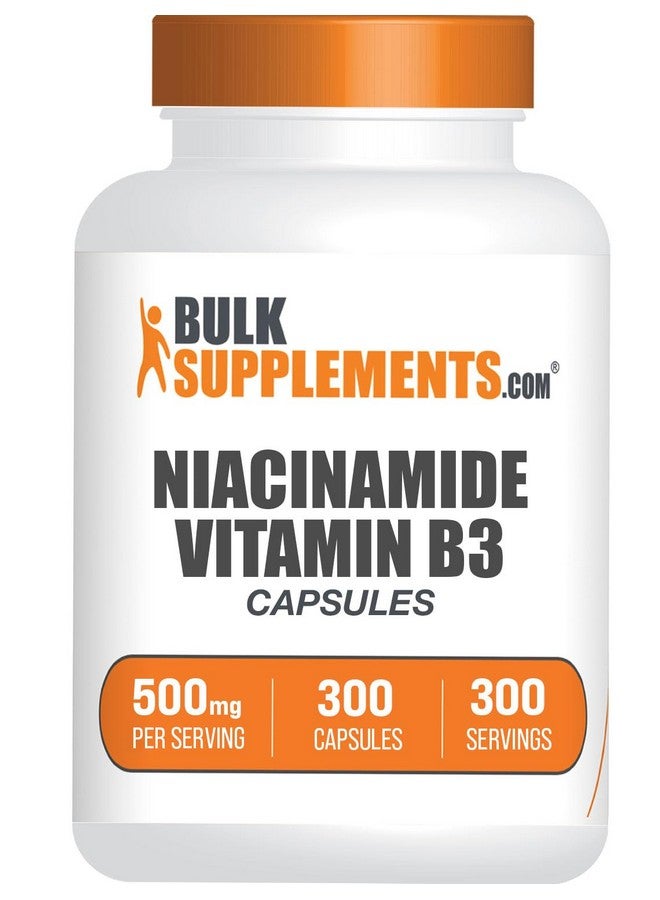 BulkSupplements.com Niacinamide Capsules - Niacinamide Supplement, Vitamin B3 Supplement, Niacinamide 500mg - Gluten Free, 1 Capsule per Serving, 300 Capsules (Pack of 1) - Image 1