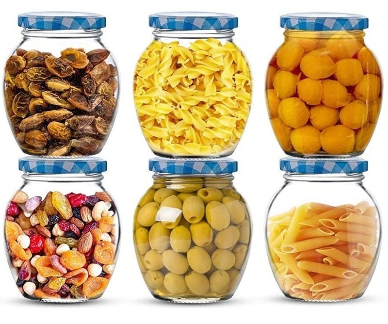 ZEPOLI Clear Glass Jar And Container 400 ML Pack Of 6 With Air Tight Lid Storage of Spices and Dry Fruit Masla Storage JarHoney Jar MATKA - Image 1