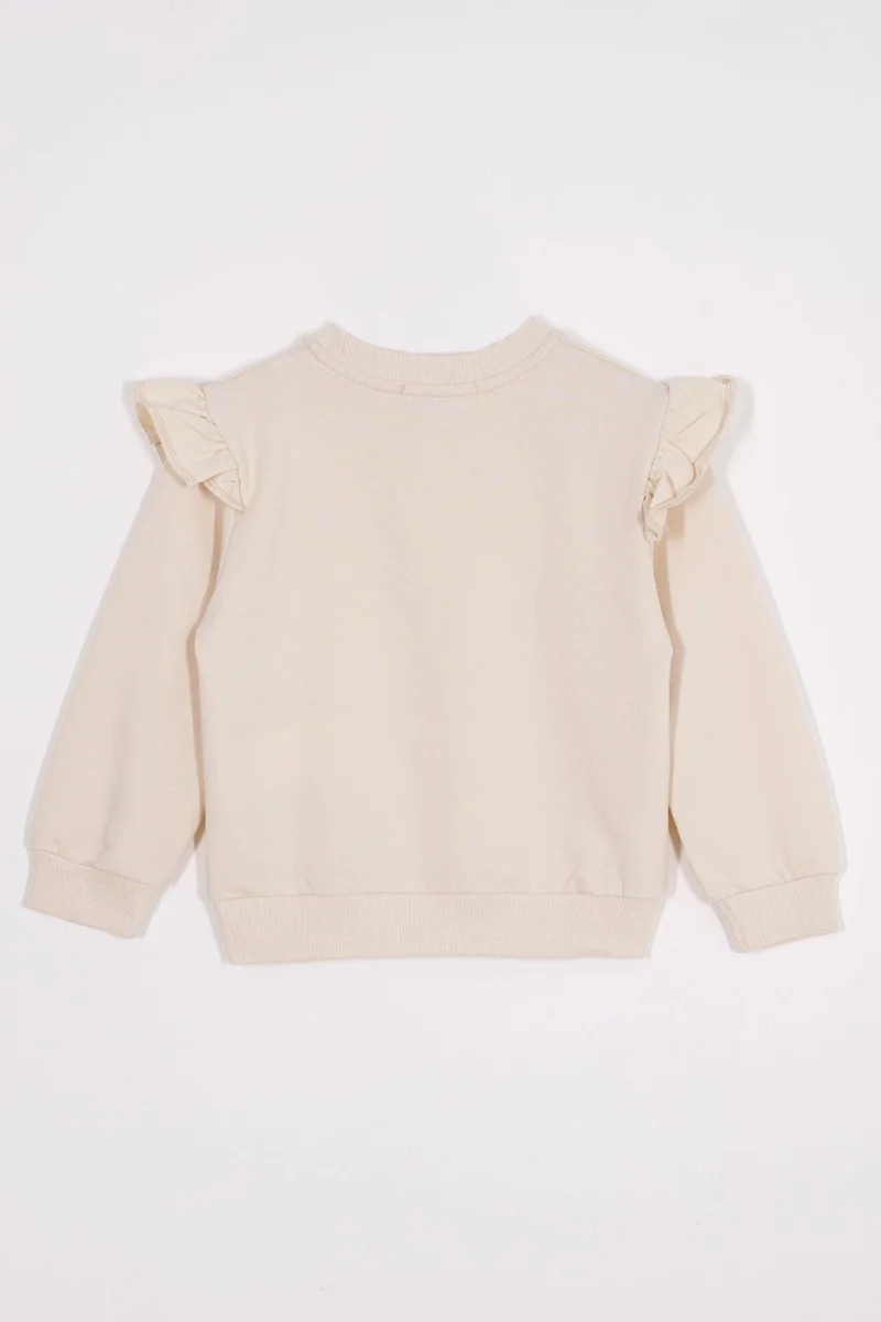 أكار Crew Neck Long Sleeve Cream Color Girl Tracksuit