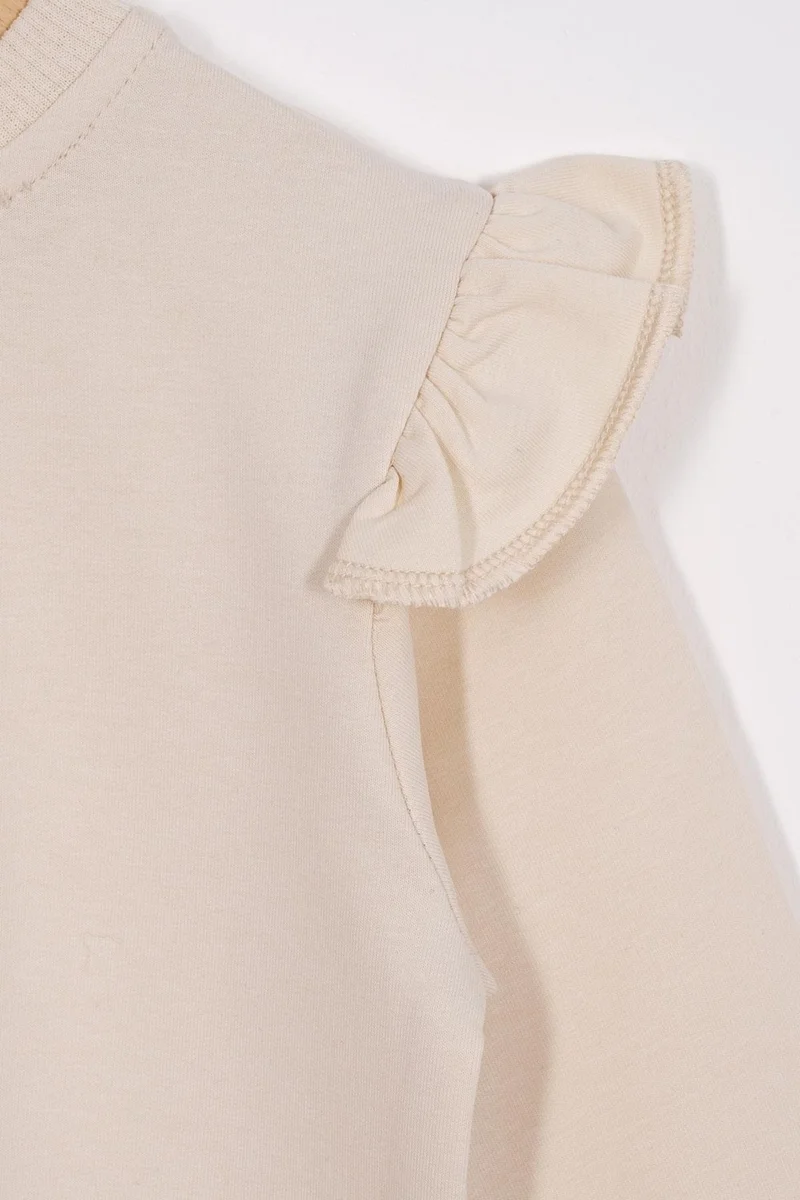 أكار Crew Neck Long Sleeve Cream Color Girl Tracksuit