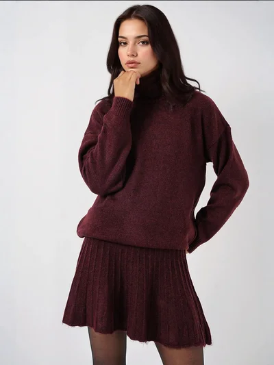 BIG DART BDART Textured Oversized Turtleneck Knit Co-Ord Set