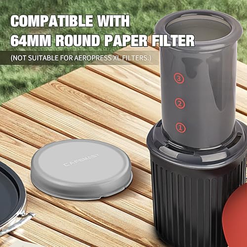 CAFEMASY Coffee Filter Holder with Lid for Travel Replacement Part Compatible with Aeropress Original & Go Espresso Maker with Pack of 50 Count 64mm Paper Filters - Image 5