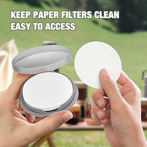 CAFEMASY Coffee Filter Holder with Lid for Travel Replacement Part Compatible with Aeropress Original & Go Espresso Maker with Pack of 50 Count 64mm Paper Filters - Image 3