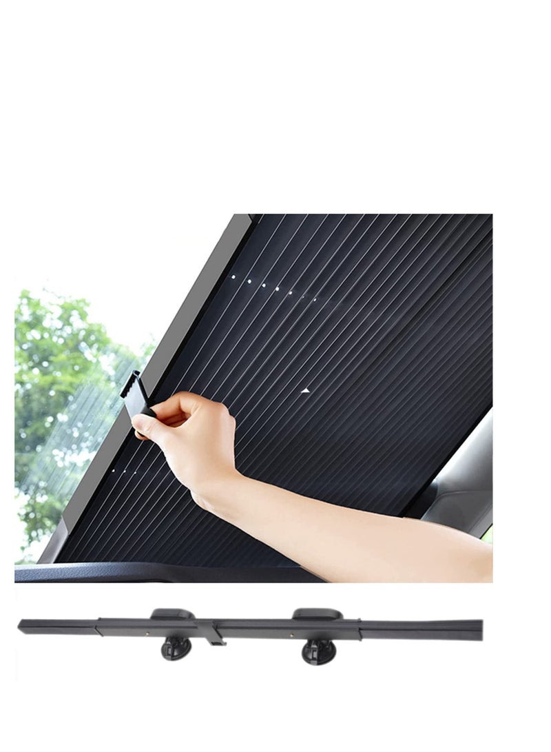 Excefore Auto Sunshade, Retractable Windshield Sun Shade, Quick Install Durable Breathable Mesh Cover, Suitable for UV Sun Protection, Keep Your Vehicle Cool, Overnight Camping Trip - Image 1