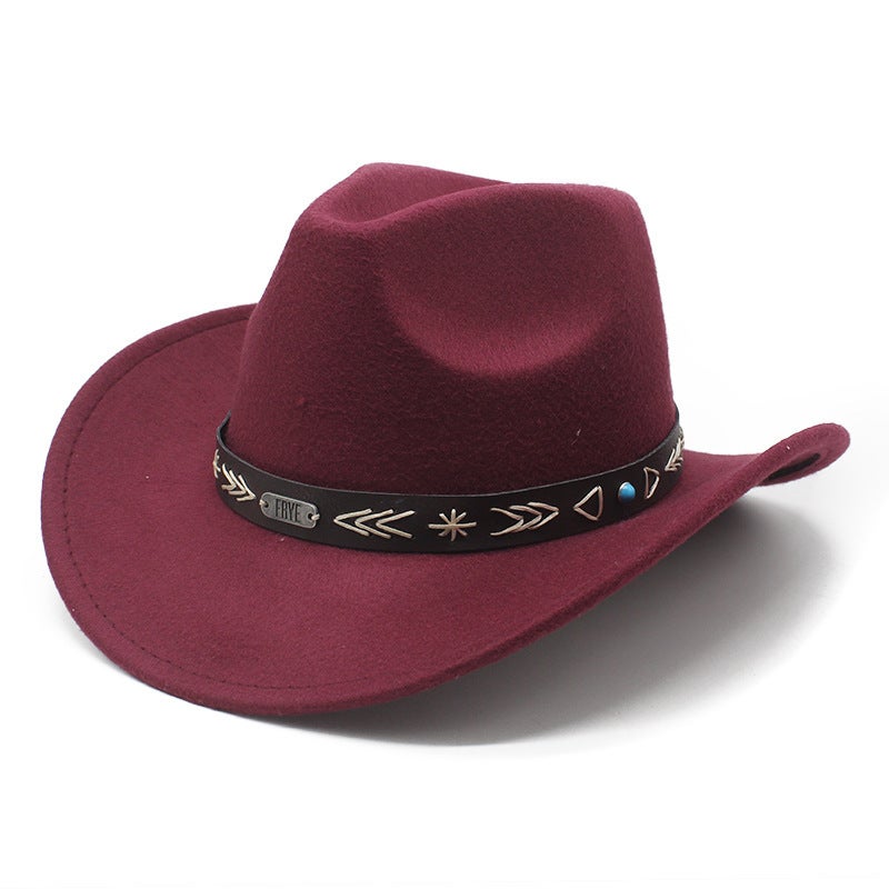 Cowboy Hat Unisex Winter Warm Wide Brim Western Felt Hat - Image 1