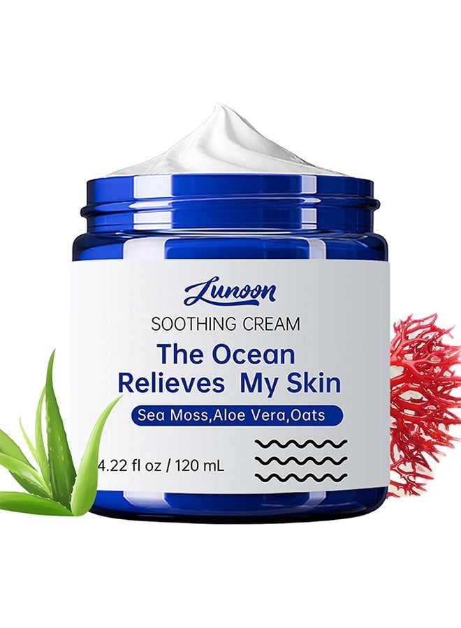 LUNOON Smoothin Cream,Natural Soothing Eczema Cream for Sensitive Skin, Repair Dry & Redness Moisturizer for Face and Body - Sea Moss Colloidal Oats - Moisturizing Eczema Face Cream for Dry Skin (120ml) - Image 1