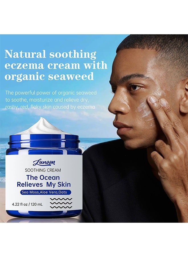 LUNOON Smoothin Cream,Natural Soothing Eczema Cream for Sensitive Skin, Repair Dry & Redness Moisturizer for Face and Body - Sea Moss Colloidal Oats - Moisturizing Eczema Face Cream for Dry Skin (120ml) - Image 3