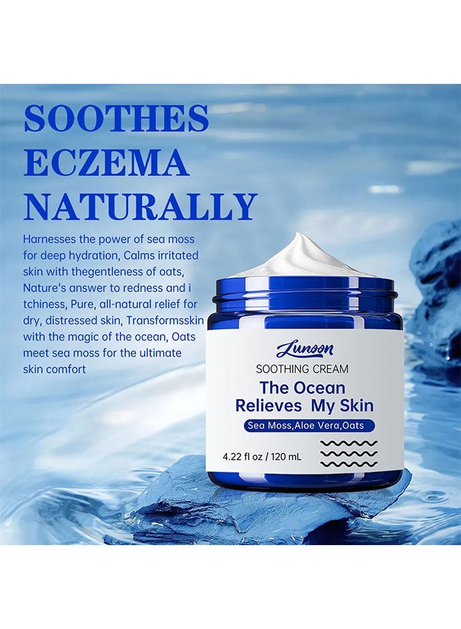 LUNOON Smoothin Cream,Natural Soothing Eczema Cream for Sensitive Skin, Repair Dry & Redness Moisturizer for Face and Body - Sea Moss Colloidal Oats - Moisturizing Eczema Face Cream for Dry Skin (120ml) - Image 5