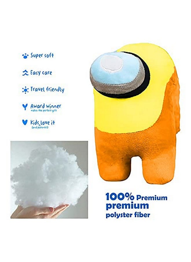CLICK4DEAL - CLICK4DEAL Among Us Plush Toy (18 cm) Among Us Merch Cute Soft Plush Bulging Eyes Astronaut Plush Figure Toy (Yellow and Orange) Lovely Toy Figure - Image 1