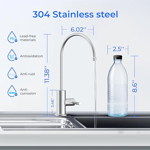 Waterdrop Drinking Water Faucet, Reverse Osmosis Faucet, , Filtered Water Faucet, Water Dispenser Faucet for Kitchen Sink, Beverage Faucet, Stainless Steel, Lead-Free - Image 2