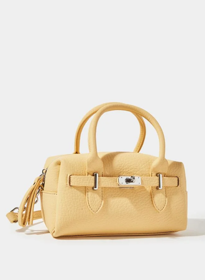 ستايلي Mustard Textured Dual Handle Handbag