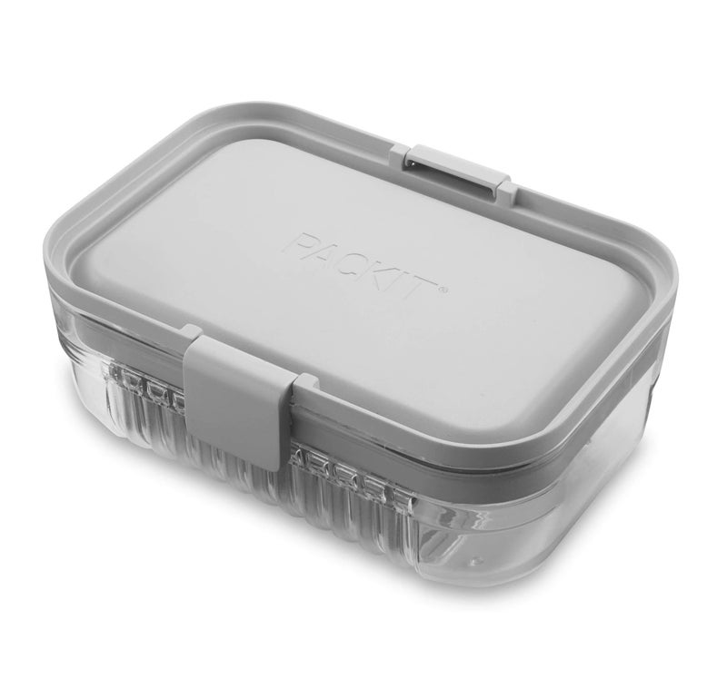 PackIt Mod Lunch Bento Food Storage Container, Steel Gray, Shatterproof Crystal Clear Base, with Leak-resistant Dividers and Lid, Microwavable, Dishwasher Safe, Perfect for Meal Prep - Image 2
