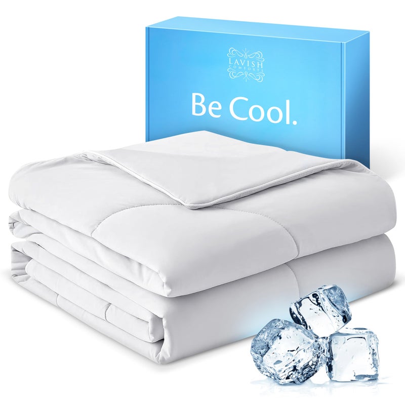 Lavish Comforts Cooling Comforter KingCal King Size Premium Soft Breathable Summer Cooling Blanket for Hot Sleepers All Season Comforter 106x96 Light GreyGiftReady Box