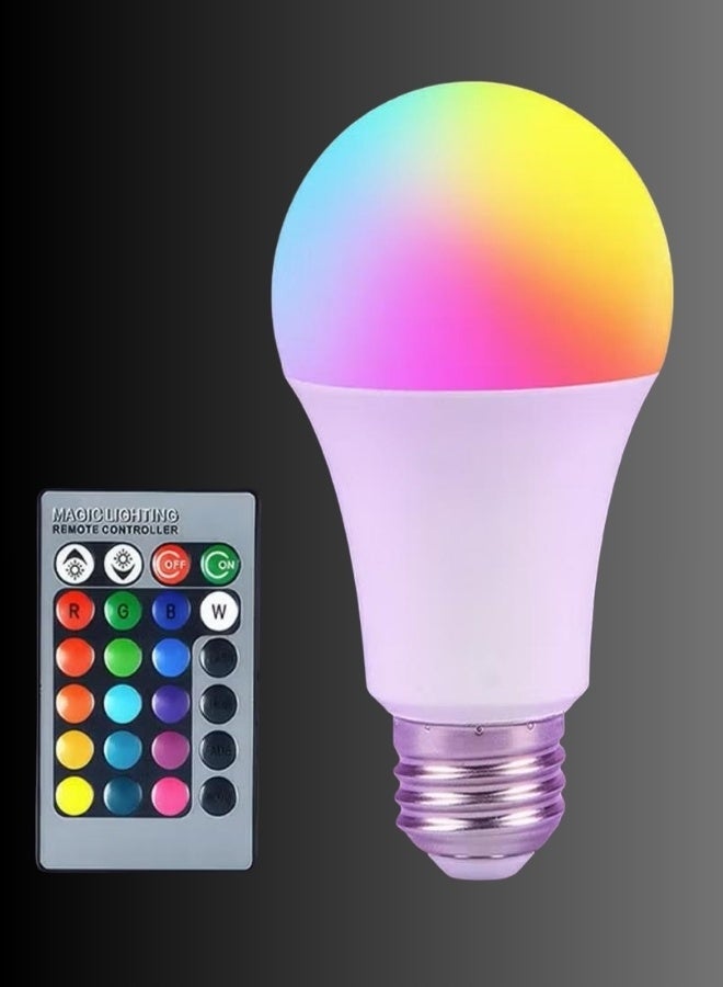 LED RGB Bulb with Remote Control: Colorful, Versatile, and Energy-Efficient , RGB LED Lighting with 16 Color Options, Wireless Remote Control, Adjustable Brightness and Color, E27 Base, Energy Saving, Ideal for Bedroom, Living Room, Decoration, and Parties