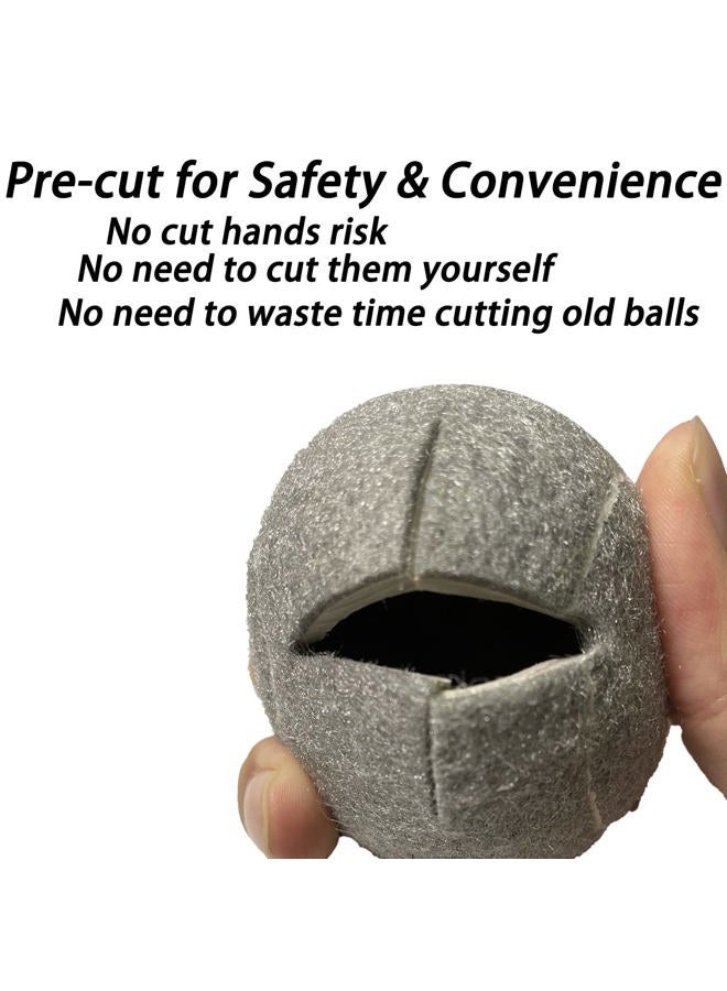 RMAMSCOV Pre-Cut Walker Tennis Ball Glides, 4 PCS Walker Glide Balls with 2 inch Precut Opening for Easy Installation, Heavy Duty Thickness Walkers Legs Universal Precut Glide Balls for Floor Protection (Grey) - Image 3