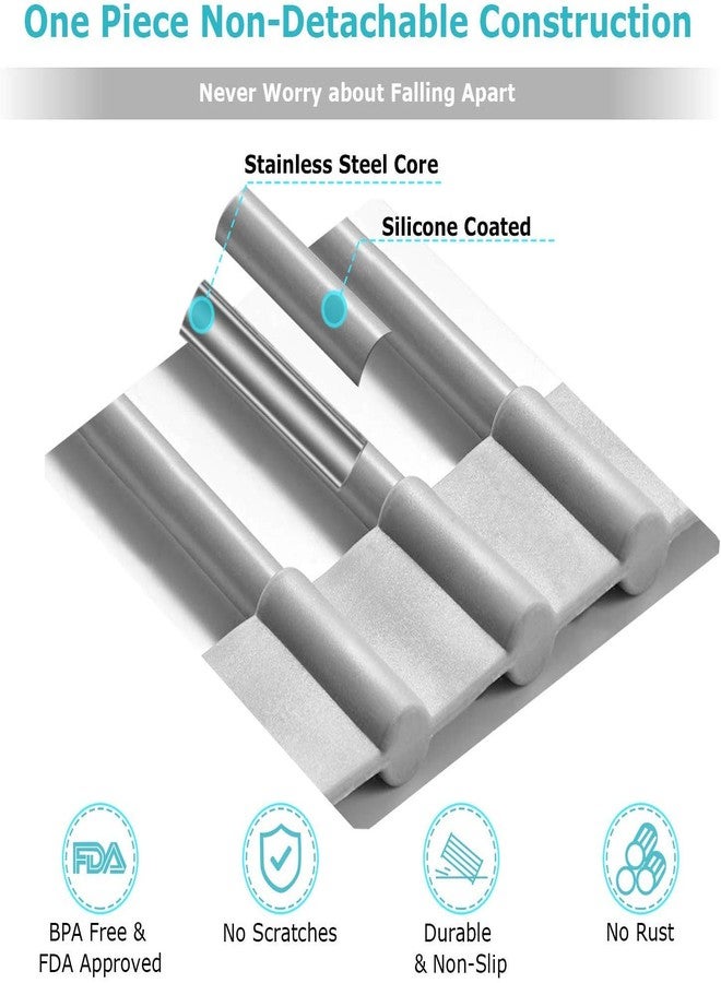 UNIQUE CART Silicone‑Coated Stainless Steel Over The Sink Multipurpose Roll‑Up Dish Drying Rack Foldable Kitchen Draining Mat (Grey) - Image 2