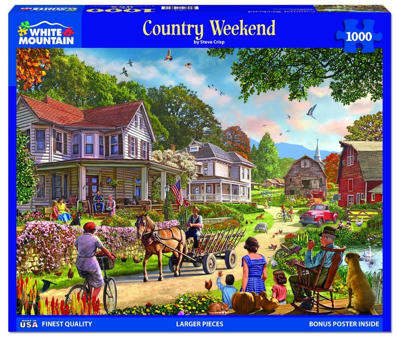 White Mountain 1000 Piece Jigsaw Puzzle Scenic Rural Landscape Puzzles with Large Pieces for Adults and Family 24"x30" - Country Weekend - Image 2