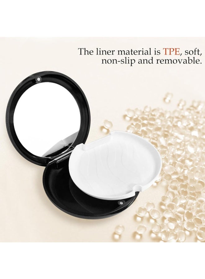 موندا حافظة مثبتة، حافظة واقي الفم، حافظة طقم الأسنان، حافظة مثبتة بإغلاق مغناطيسي مع مرآة، حامل مثبت/محاذي مانع للتسرب مع بطانة من السيليكون، حاوية منظم تقويم الأسنان سهلة السفر - Image 2