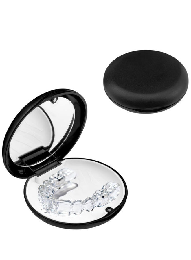 موندا حافظة مثبتة، حافظة واقي الفم، حافظة طقم الأسنان، حافظة مثبتة بإغلاق مغناطيسي مع مرآة، حامل مثبت/محاذي مانع للتسرب مع بطانة من السيليكون، حاوية منظم تقويم الأسنان سهلة السفر - Image 1