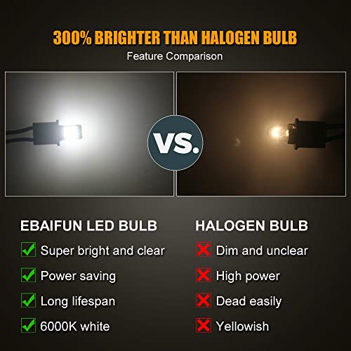 EBAIFUN T10 194 Led Bulb White 6000K 12V Super Bright W5W 168 175 2825 Replacement for Car Interior Reading Map Dome Courtesy Door License Plate Light etc Pack of 10 - Image 5