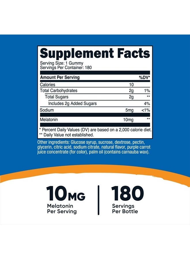 Nutricost Melatonin 10mg, 180 Gummies (90 Serv), Strawberry Flavored - Gluten Free, Non-GMO, No Corn Syrup - Image 2