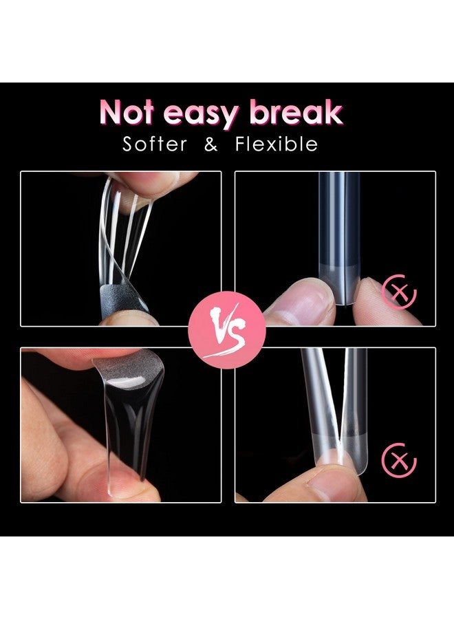 ranrose Long Straight Nails Tips,240Pcs Full Cover Soft Gel Nail Tips For Acrylic Nails Professional 12 Size Pre-Shaped Xxl Straight Shape False Nail Half Matte Fake Nail For Press On Nail Extensions - Image 4