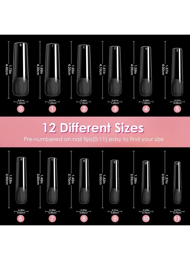 ranrose Long Straight Nails Tips,240Pcs Full Cover Soft Gel Nail Tips For Acrylic Nails Professional 12 Size Pre-Shaped Xxl Straight Shape False Nail Half Matte Fake Nail For Press On Nail Extensions - Image 3