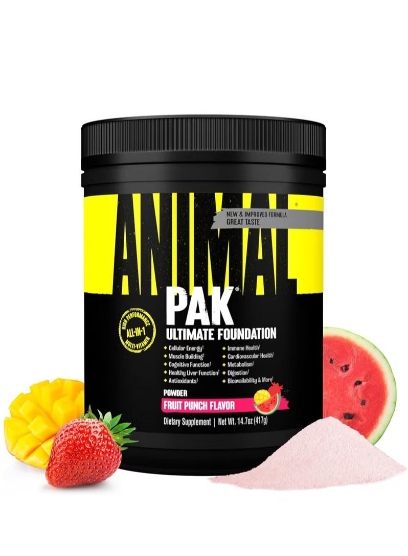 UNIVERSAL NUTRITION Animal Pak Ultimate Foundation Powder – Complete Daily Performance & Recovery Formula (Fruit Punch, 417 g) - Image 1
