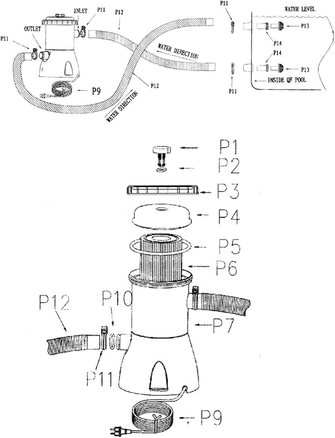 330 Gallon Swimming Pool Cartridge Filter Pump US Plug 110V for Backyard Garden Patio - Image 4