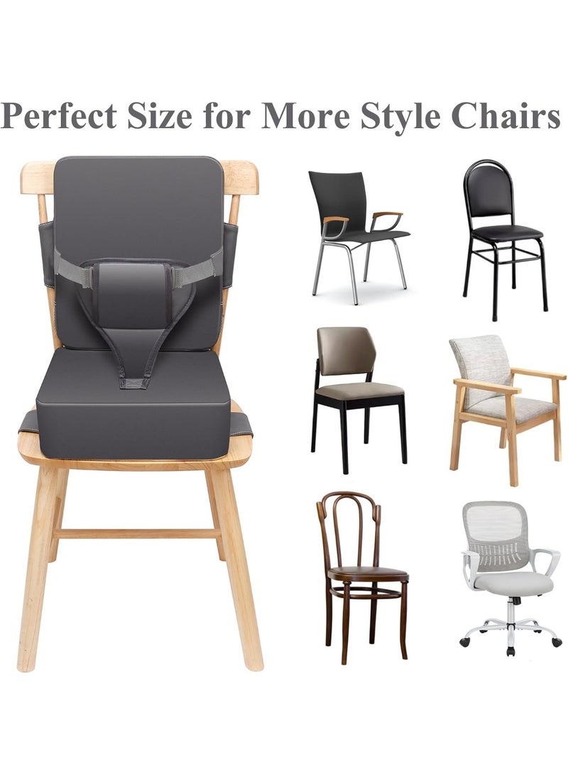 XiuWoo Foldable Toddler Booster Seat, 10cm Pu Non-Slip Baby Booster Seat, Portable Travel High Chair Boosterst, Universal Toddler Seat Cushion for Dining Table with Backrest and Adjustable Straps - Image 2