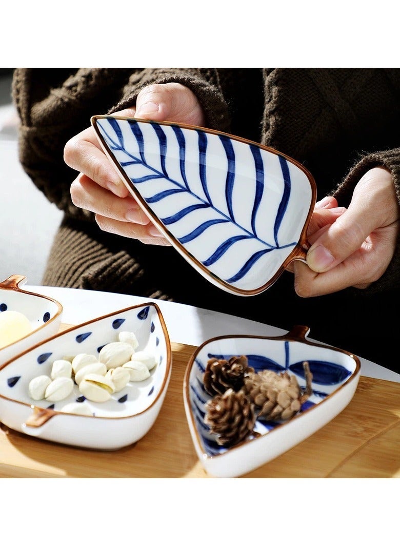 general Leaf Shaped Snack Dish Set with Wooden Tray Multi-Compartment Appetizer Plates for Nuts Dessert Reusable Small Plates for Home Party - Image 2