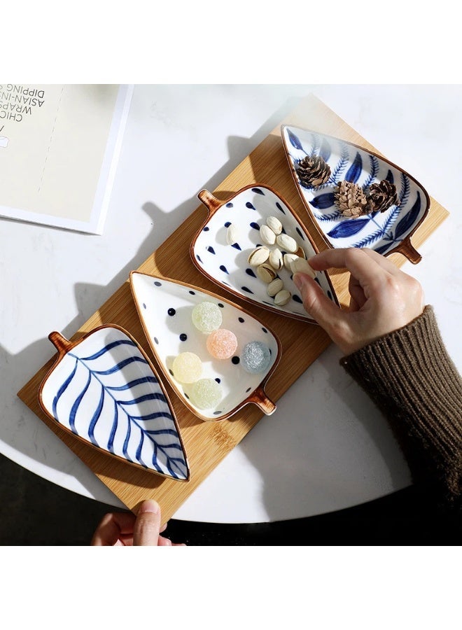 general Leaf Shaped Snack Dish Set with Wooden Tray Multi-Compartment Appetizer Plates for Nuts Dessert Reusable Small Plates for Home Party - Image 1