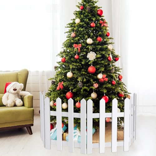 The Decor Wick 2 Pack Christmas Tree Fences White Wooden Picket Fences Tree Fence Decoration for Xmas Wedding Party Decor, 15.7 x 12 Inches - Image 3