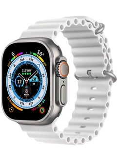 Generic for Apple Watch Band Strap 42mm 44mm 45mm 49mm Ocean Soft Silicone Wristband Sport Replacement Bands with Adjustable Stainless Steel Buckle for iWatch Ultra Series 8 7 SE 6 5 4 3 2 1（White）  - Image 1