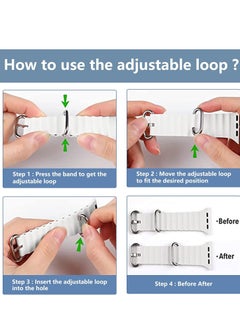 Generic for Apple Watch Band Strap 42mm 44mm 45mm 49mm Ocean Soft Silicone Wristband Sport Replacement Bands with Adjustable Stainless Steel Buckle for iWatch Ultra Series 8 7 SE 6 5 4 3 2 1（White）  - Image 5