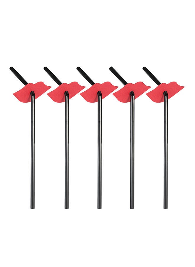 NIBEMINENT 100-Piece Lips Pattern Drinking Straw Set 21centimeter - Image 1