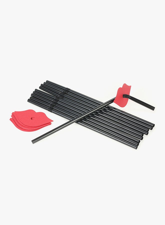 NIBEMINENT 100-Piece Lips Pattern Drinking Straw Set 21centimeter - Image 2