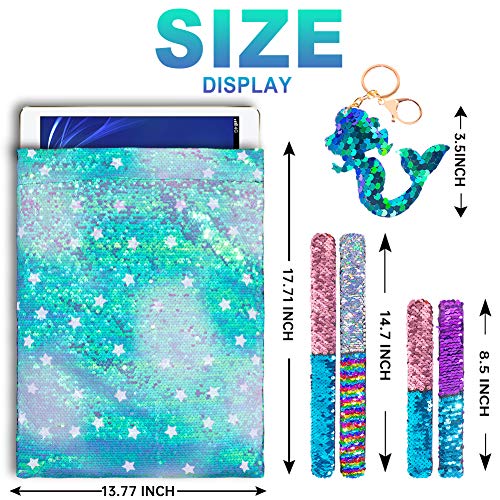 GA&EN Mermaid Reversible Sequin Drawstring Backpack/Bag Clear Iridescent Sequin+ Star Shape Spotted Green Fabric for Kids Girls One_Size - Image 5