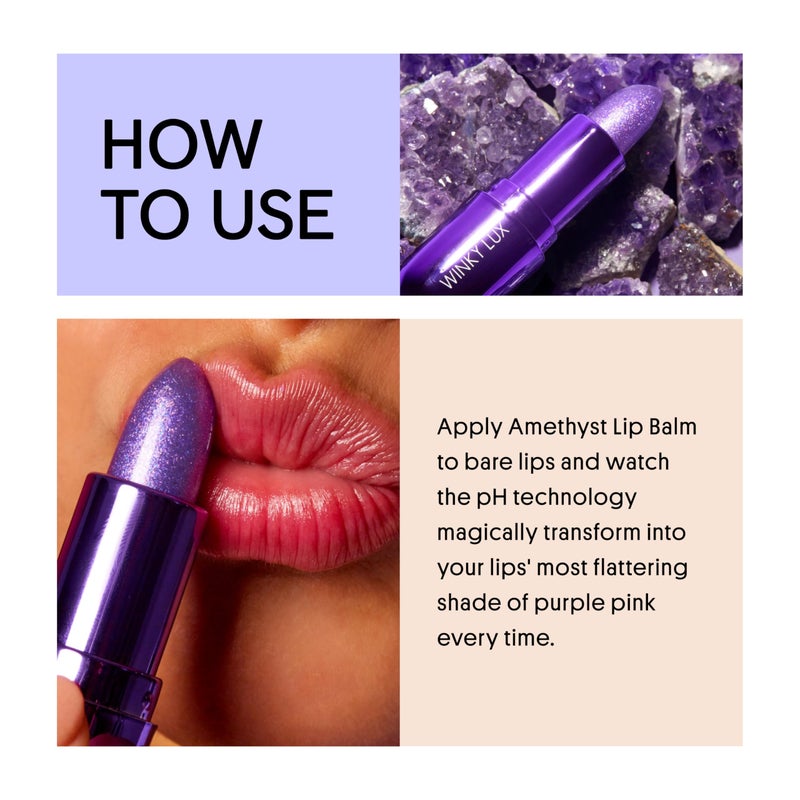 Winky Lux Amethyst Glimmer Balm â€“ Nourishing pH Lip Balm with Color Changing Tint, Hydrating Ceramides Soften Lips, Coconut Scent - Image 5
