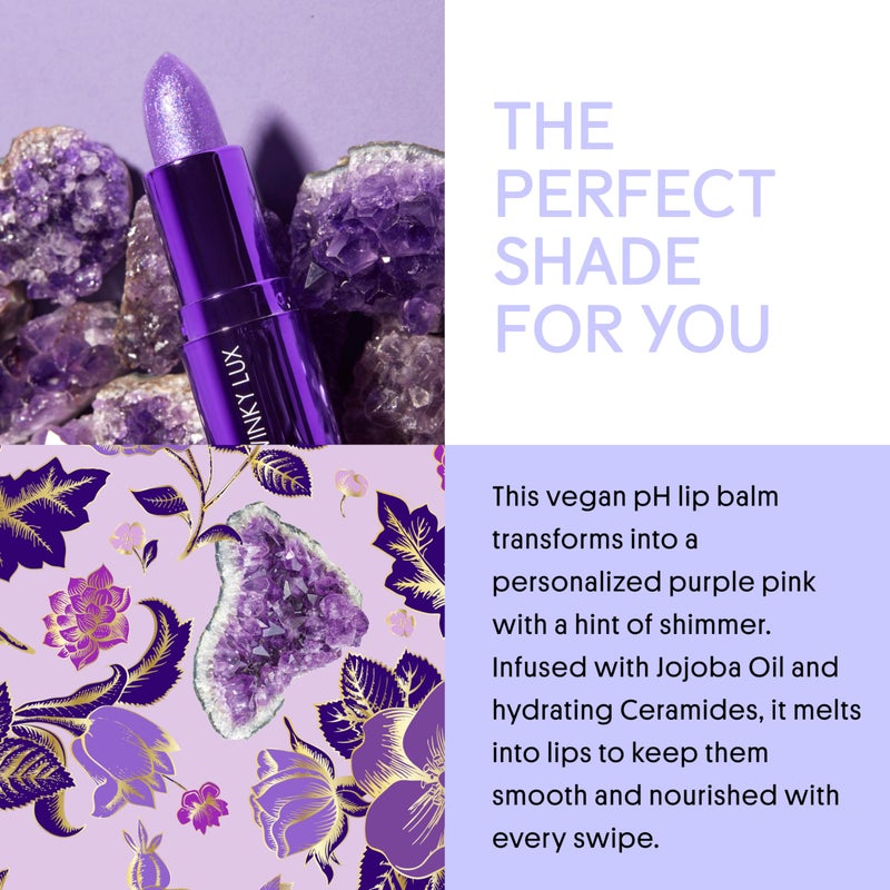 Winky Lux Amethyst Glimmer Balm â€“ Nourishing pH Lip Balm with Color Changing Tint, Hydrating Ceramides Soften Lips, Coconut Scent - Image 3
