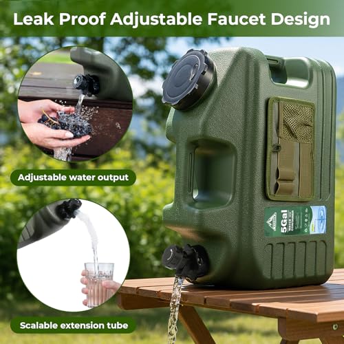 YOSN 5 Gallon Water Jug Camping Water Container BPA Free Portable Water Dispenser with Spigot LeakProof Large Camping Water Jug for Emergency StorageOutdoorHiking - Image 3