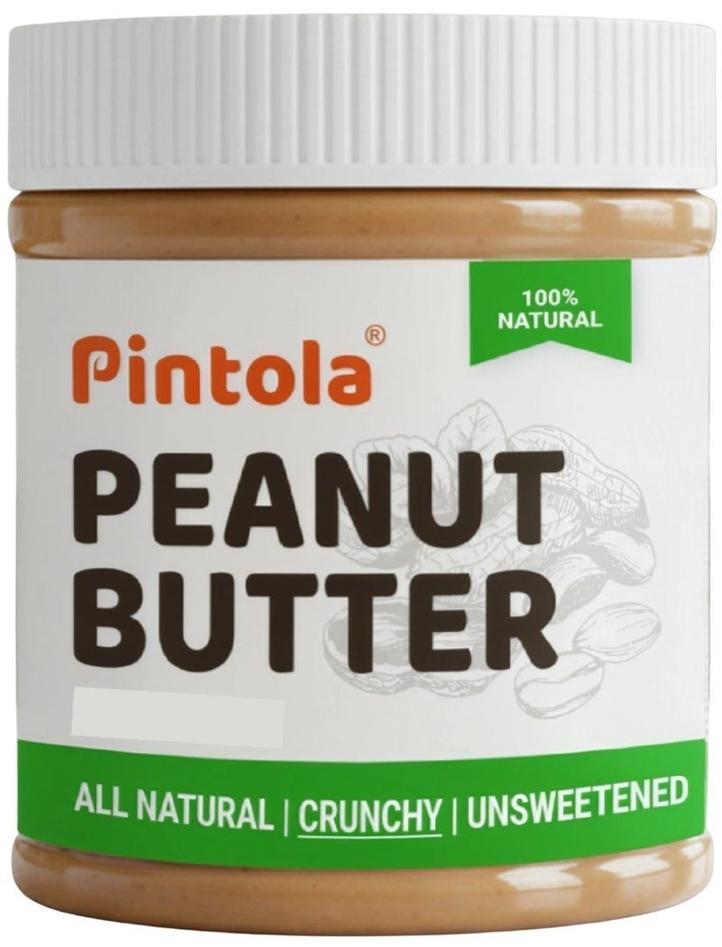 Pintola All Natural Unsweetened Crunchy Peanut Butter 340g, High in Protein, Gluten Free, Vegan, Cholesterol Free - Image 1