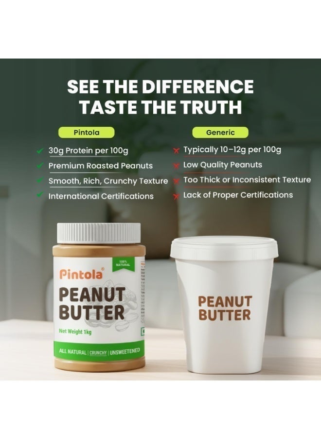 Pintola All Natural Unsweetened Crunchy Peanut Butter 340g, High in Protein, Gluten Free, Vegan, Cholesterol Free - Image 3
