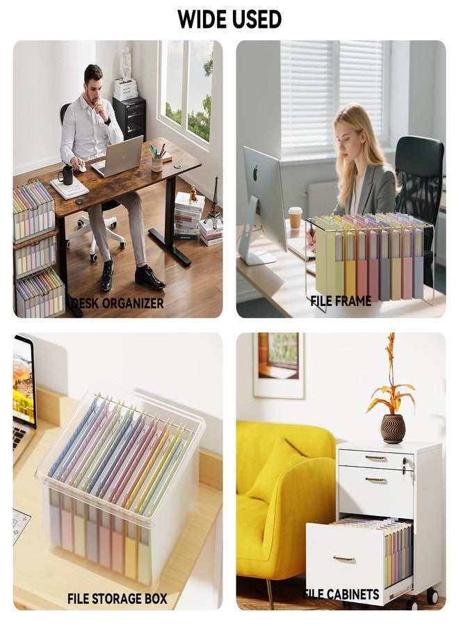Ansook Legal Size Hanging File Folders Extra Capacity,Heavy Duty 1'' Expandable File Folders with Tabs,12 Pack Pastel Plastic Hang Folders for Filing Cabinet,Desk File Organizer for Office School - Image 4
