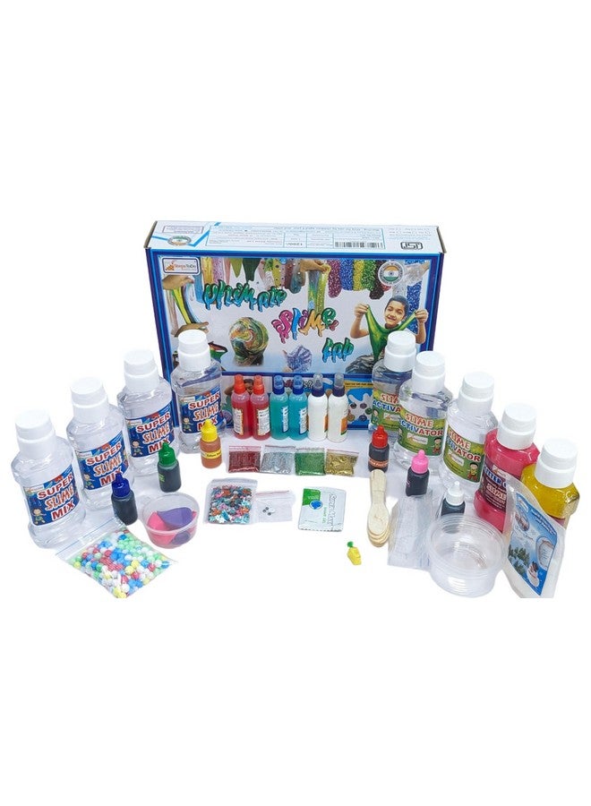 StepsToDo Ultimate Slime Lab. All In One. Jumbo Kit With Around 3 Kg Of Content. Make 50+ Slime. Learn Basics Of Chemistry. With Activity Booklet. Unicorn Rainbow, Foamy, Crunchy Glitter - Image 1