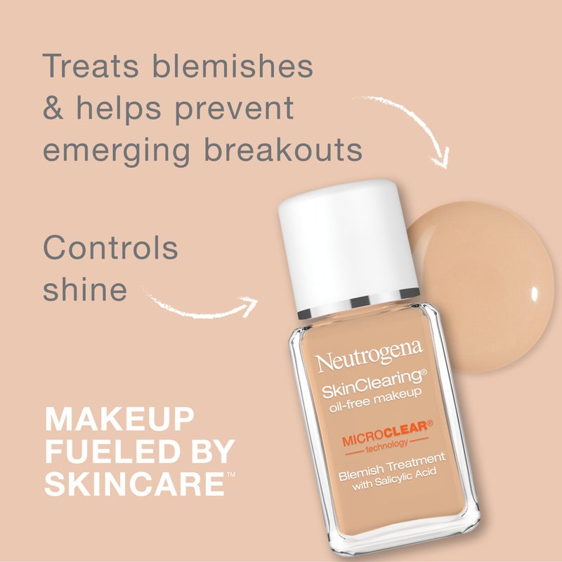Neutrogena SkinClearing Oil-Free Makeup, Soft Beige 50, 1 Fl. Oz (Pack of 1) - Image 2