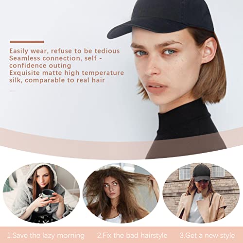 SEGO Baseball Cap with Hair Extensions for Women Heat Resistant Synthetic 6 Inch Adjustable Short Straight Hairpiece Replacement Wigs in Hat for Girls,10P22T - Image 5