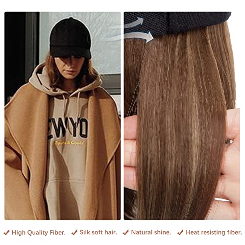 SEGO Baseball Cap with Hair Extensions for Women Heat Resistant Synthetic 6 Inch Adjustable Short Straight Hairpiece Replacement Wigs in Hat for Girls,10P22T - Image 2