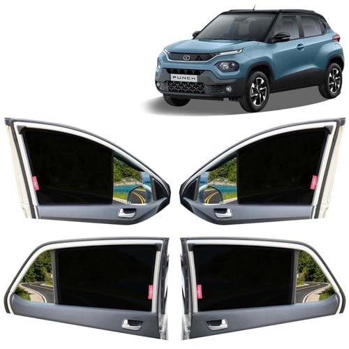 TRENDWALA Fabric Car Fix Curtain Window Shades Half Curtains Sunshade For Creta Set Of 4, Black - Image 5