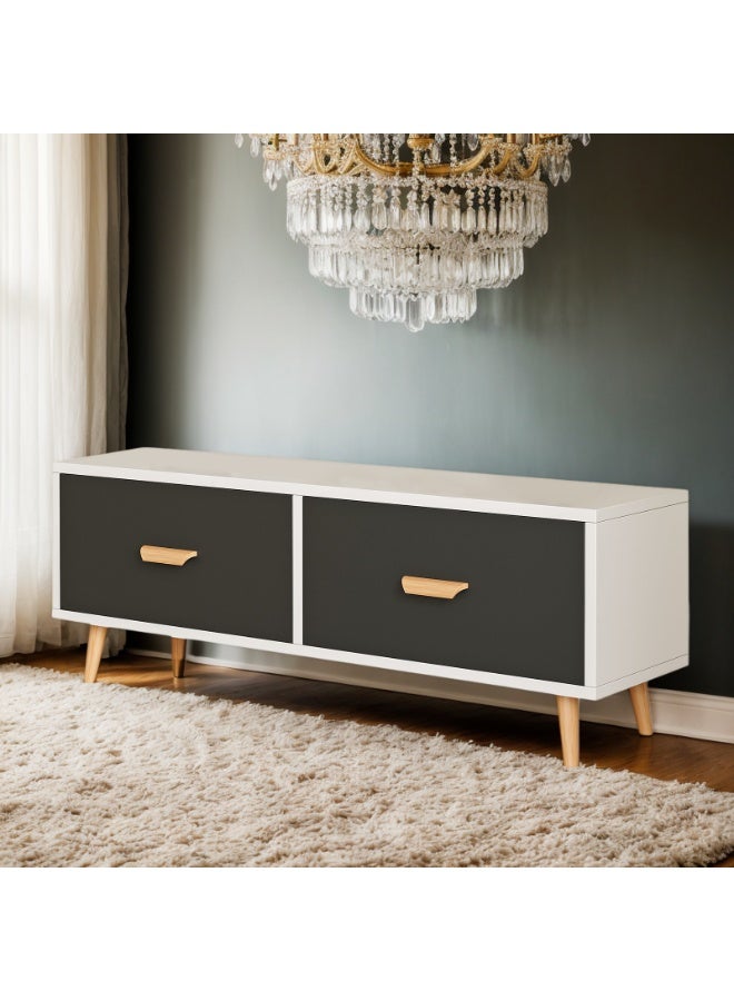 CityRiya-Long TV Table, TV Cabinet, TV Stand, Large TV Console Table, Modern Entertainment Center Tv Cabinet for 55-65 Inch TVs, Television Tables for Living Room, Bedroom, 100 * 30 * 49cm (Black) - Image 3